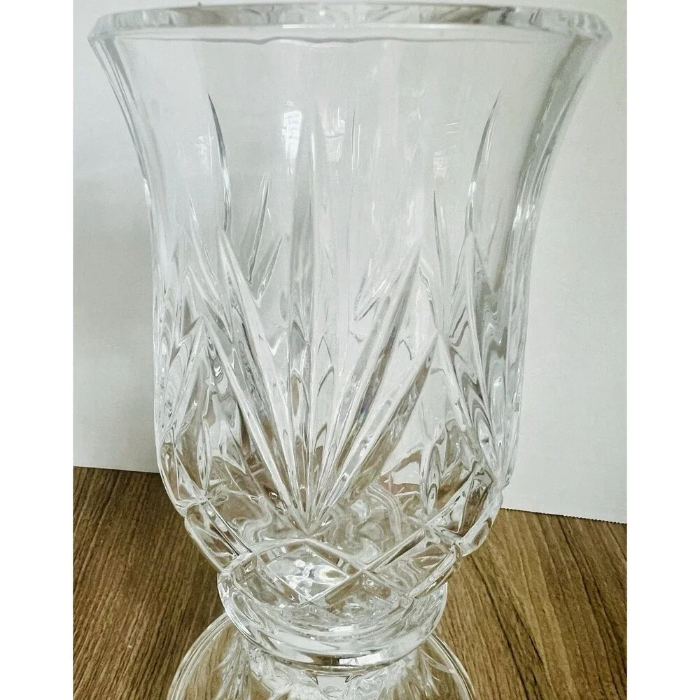 PartyLite Elegent Savannah Lamp 24% Lead Crystal Hurricane Candle Holder 2 Piece - Picture 7 of 8